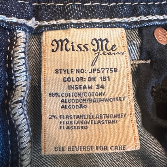Miss Me Embellished Boot Cut Low Rise Jeans 27 x 34 Inseam - Picture 9 of 10